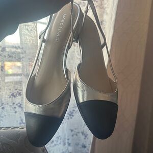 Marc Fisher Women's Black and Silver Flats